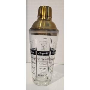 Glass Cocktail Shaker With Printed Recipes And Measurements